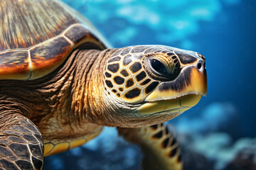 Image of a sea turtle swimming in the sea.