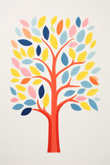 Vibrant Palette: Colorful Tree Illustration Bursting with Life and Joyful Hues