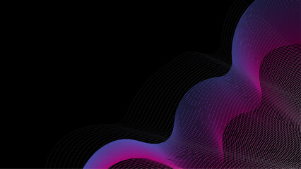 Black and purple violet vector tech wavy background