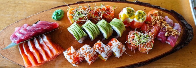close up of sushi set