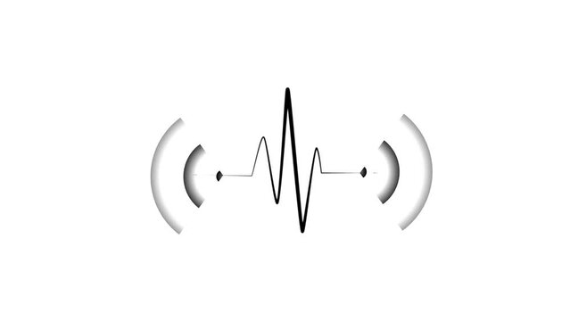  Medical isolated Heart beat icon and radio waves pulls animation . 