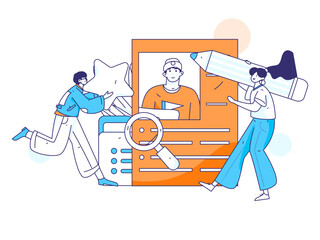Personnel doing job interview flat vector concept operation hand drawn illustration
