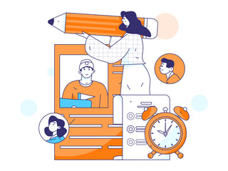 Personnel doing job interview flat vector concept operation hand drawn illustration
