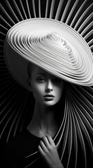 Elegance in Monochrome: Discover AI-Captured Women with Hats - Timeless Black and White Portraits, Fashion Trends, and Stylish Headwear in Digital Monochrome Beauty, AI-Enhanced Photography, Modern Vi