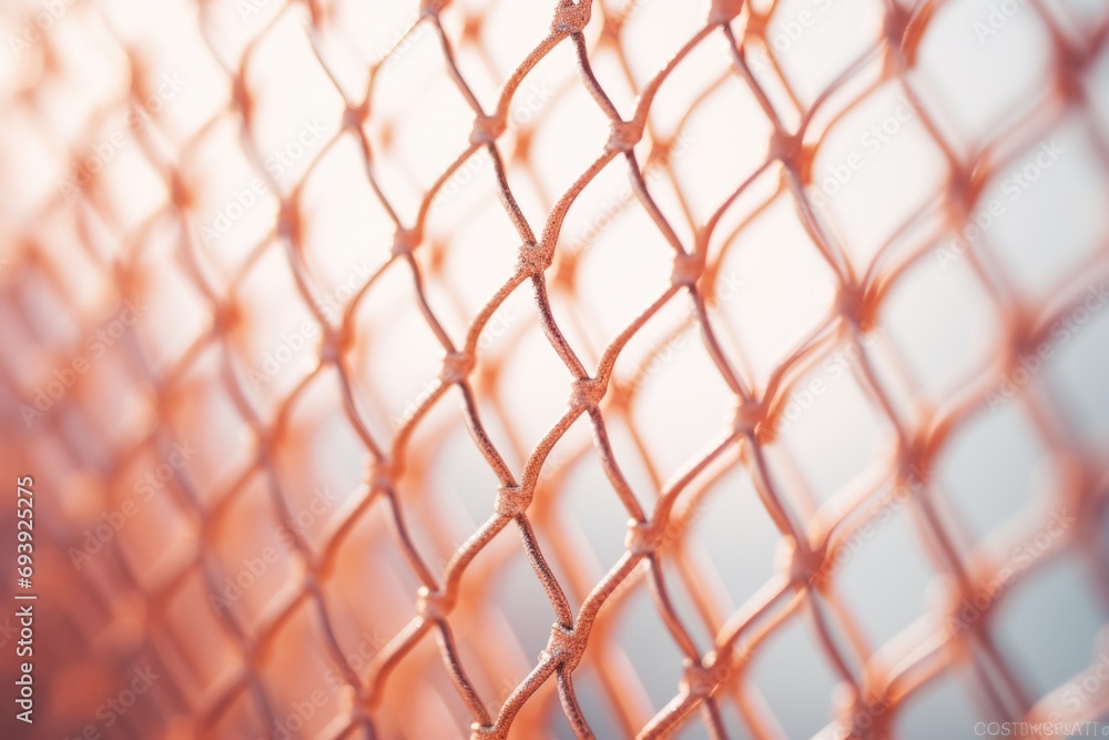 Poster a detailed view of a chain link fence. can be used to represent security, boundaries, or confinement