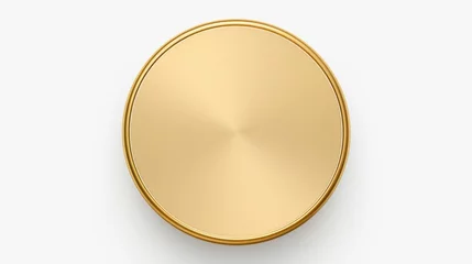 Poster A shiny gold button placed on a clean white surface. Perfect for adding a touch of elegance and sophistication to any project © Fotograf