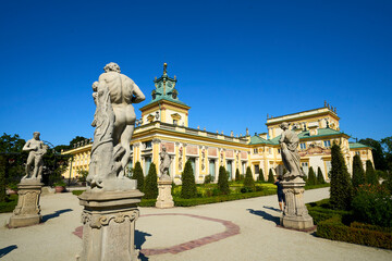statue of saint stephen and palace garden in poland