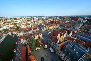 aerial view of the old town in poland, wrocław
