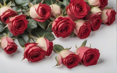 Ramo de rosas rojas sobre fondo blanco