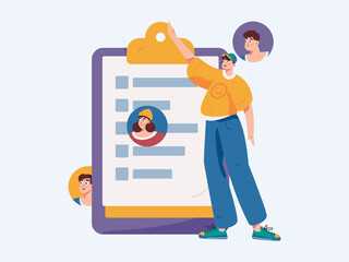 Personnel doing job interview flat vector concept operation hand drawn illustration
