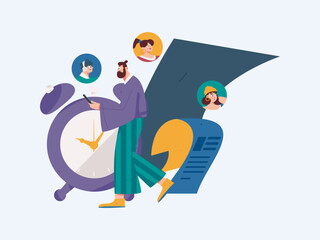 Fototapeta premium Personnel doing job interview flat vector concept operation hand drawn illustration 
