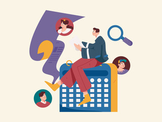 Personnel doing job interview flat vector concept operation hand drawn illustration
