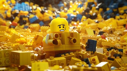 New batch of LEGO yellow Ai Generative - obrazy, fototapety, plakaty