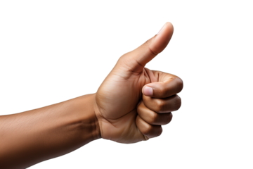 adult man hand thumb up isolated on a Transparent background. Generative AI