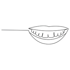 Teeth single line continuous  outline vector art drawing and simple one line teeth minimalist design