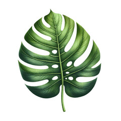 Beautiful exotic monstera plant leaf watercolor paint for card design decor