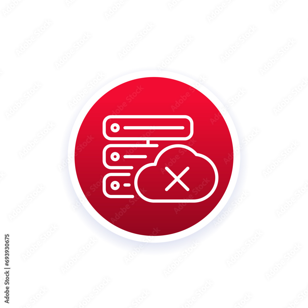 Poster server offline icon with a cloud, line vector