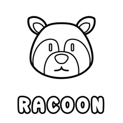 Racoon coloring book. Coloring page for kids.