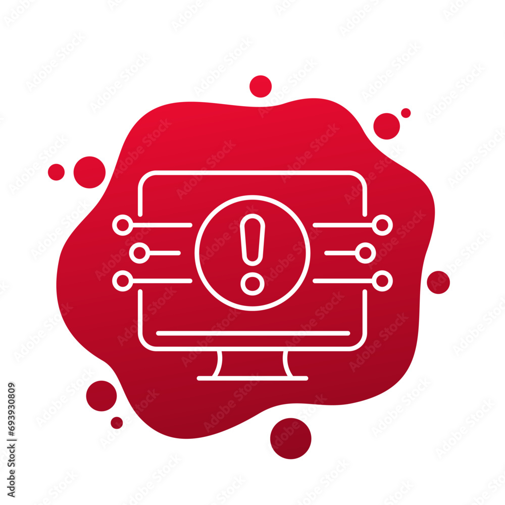 Poster system error, warning line icon for web
