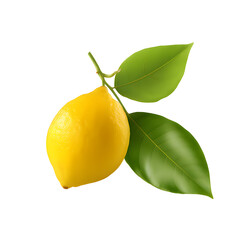 Fresh lemon fruit with leaves png background.