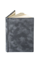 close up of a blank velour fluffy notebook on white background with clipping path
