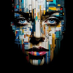 Artistic Abstract Pixel Face