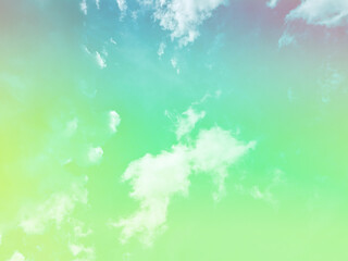 Obraz na płótnie Canvas beauty sweet pastel green and violet colorful with fluffy clouds on sky. multi color rainbow image. abstract fantasy growing light