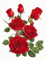 red roses isolated on white house