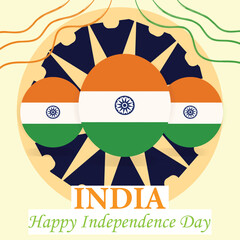 77 years of Independence Day, India Vector Template Design. India's independence ball with Ashoka Chakra.