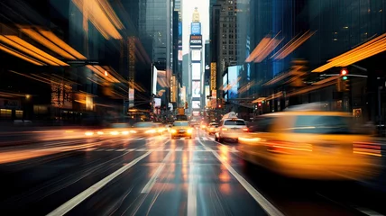 Foto op Plexiglas New York taxi Rush Hour in Times Square
