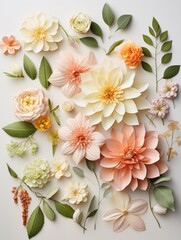 Botanical Flat Lay: Vibrant Flowers and Fragrant Herbs
