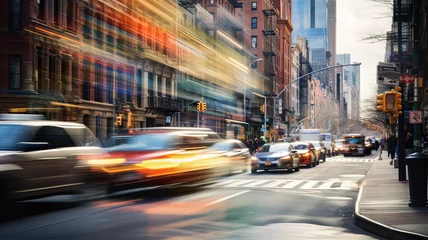 Velours gordijnen New York taxi Vibrant City Life During Rush Hour