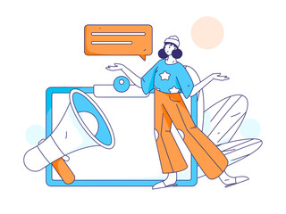 Virtual characters social communication concept business flat vector hand drawn illustration
