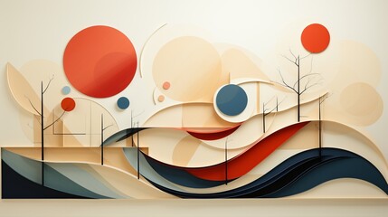 An abstract masterpiece of painted design, capturing the essence of a stunning landscape in a bold and captivating art form