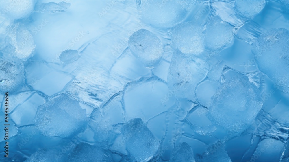 Poster a collection of ice cubes sitting on top of a table. perfect for refreshing drink concepts and summe