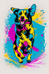 illustration of a dog in a studio