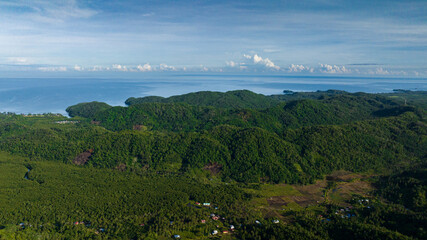 Top view of rainforest and jungle. Tropical landscape. Borneo,Sabah, Malaysia.