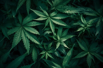 Green marijuana leaves background - obrazy, fototapety, plakaty