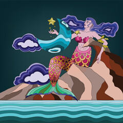giant celestial mermaid in the sky