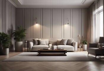 Modern interior with sofa panorama 3d rendering