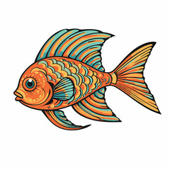 Colorful cartoon fish on white background. Vector illustration for your design