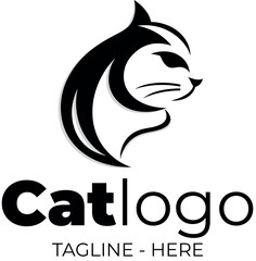Cat logo in single color with simple and expressive lines