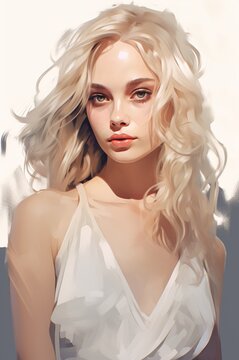 illustration of innocent elegant woman, aethereal fantasy female portrait, gentle and mystical person