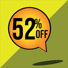 52% off a yellow balloon with black numbers
