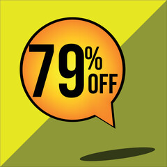 79% off a yellow balloon with black numbers
