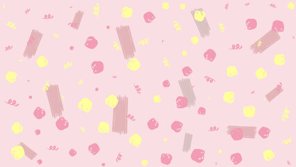 Pink and yellow vector flat organic confetti background