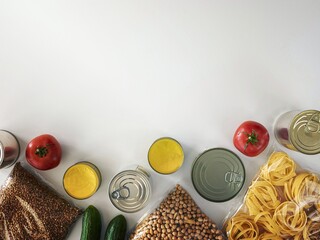top view food donation with copy space_2. High quality beautiful photo concept