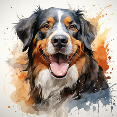 Fototapeta premium watercolor Bernese Mountain Dog clipart, Generative Ai