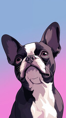 cute funny boston terrier dog puppy illustration