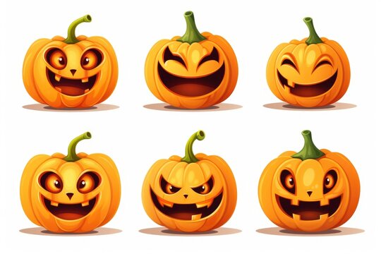 A set of Halloween pumpkins with different expressions. Perfect for Halloween decorations and themed projects
